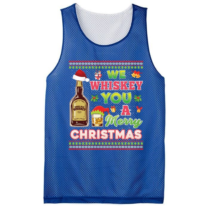 We Whiskey You A Merry Christmas Wish Pajama Ing Santa Gift Mesh Reversible Basketball Jersey Tank