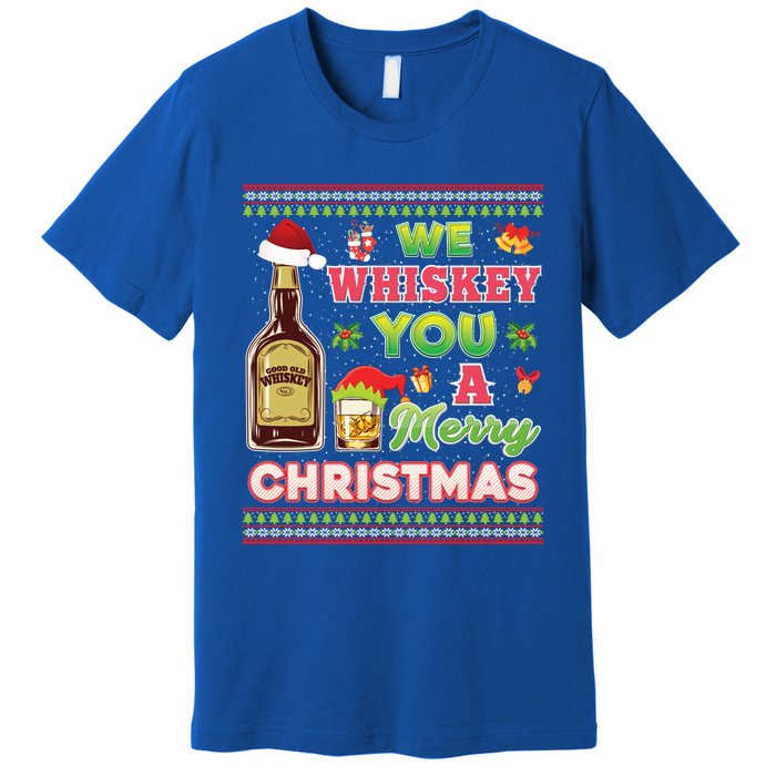 We Whiskey You A Merry Christmas Wish Pajama Ing Santa Gift Premium T-Shirt