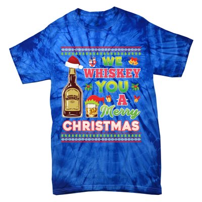 We Whiskey You A Merry Christmas Wish Pajama Ing Santa Gift Tie-Dye T-Shirt