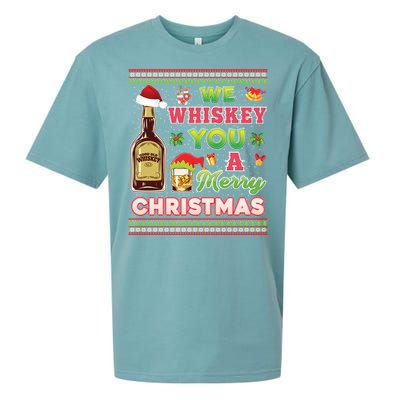 We Whiskey You A Merry Christmas Wish Pajama Ing Santa Gift Sueded Cloud Jersey T-Shirt