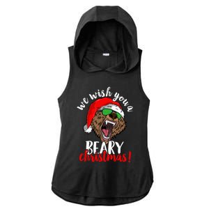 We Wish You A Beary Christmas Santa Bear Xmas Sunglasses Gift Ladies PosiCharge Tri-Blend Wicking Draft Hoodie Tank