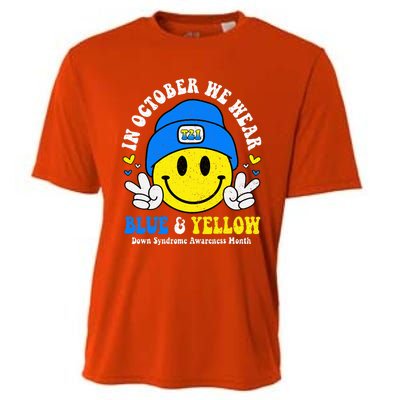 We Wear Yellow Blue Smile Face For Down Syndrome Awareness Cooling Performance Crew T-Shirt