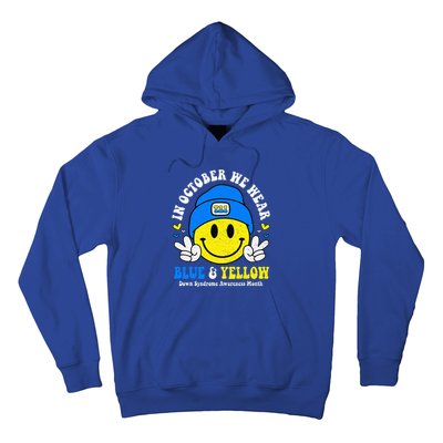 We Wear Yellow Blue Smile Face For Down Syndrome Awareness Hoodie