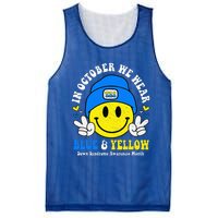 We Wear Yellow Blue Smile Face For Down Syndrome Awareness Mesh Reversible Basketball Jersey Tank