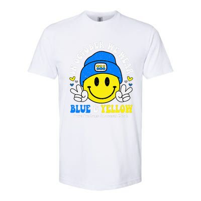 We Wear Yellow Blue Smile Face For Down Syndrome Awareness Softstyle CVC T-Shirt