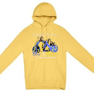 We Wear Yellow And Blue Pumpkins For Down Syndrome Awareness Premium Pullover Hoodie