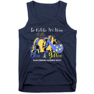 We Wear Yellow And Blue Pumpkins For Down Syndrome Awareness Tank Top