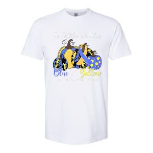 We Wear Yellow And Blue Pumpkins For Down Syndrome Awareness Softstyle CVC T-Shirt