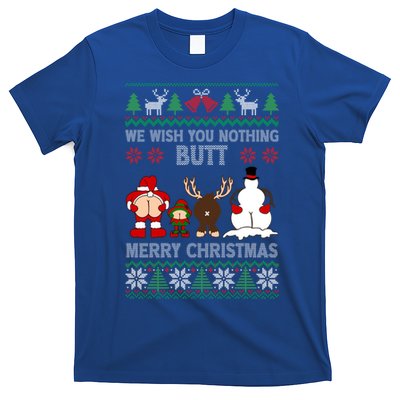 We Wish You Nothing Butt Merry Christmas Funny Santa Butt Cute Gift T-Shirt