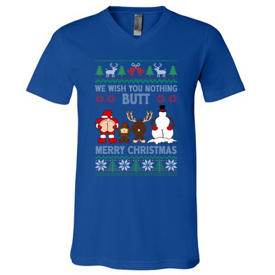 We Wish You Nothing Butt Merry Christmas Funny Santa Butt Cute Gift V-Neck T-Shirt