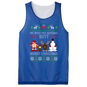 We Wish You Nothing Butt Merry Christmas Funny Santa Butt Cute Gift Mesh Reversible Basketball Jersey Tank