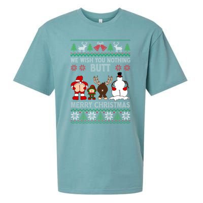 We Wish You Nothing Butt Merry Christmas Funny Santa Butt Cute Gift Sueded Cloud Jersey T-Shirt