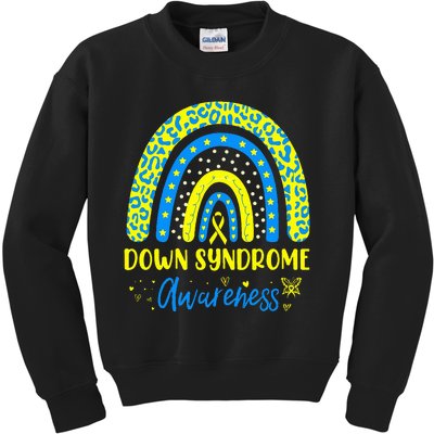 We Wear Yellow and Blue Down Syndrome Awareness Rainbow Kids Sweatshirt