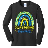 We Wear Yellow and Blue Down Syndrome Awareness Rainbow Kids Long Sleeve Shirt