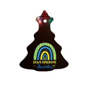 We Wear Yellow and Blue Down Syndrome Awareness Rainbow Ceramic Tree Ornament