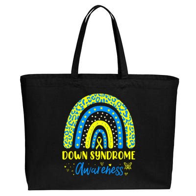 We Wear Yellow and Blue Down Syndrome Awareness Rainbow Cotton Canvas Jumbo Tote