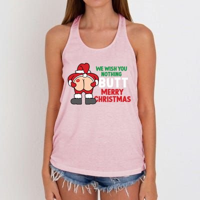 We Wish You Nothing Butt Merry Christmas Xmas Funny Santa Gift Women's Knotted Racerback Tank