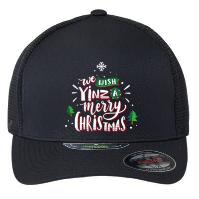 We Wish Yinz A Merry Christmas Funny Pittsburgh Slang Long Sleeve Flexfit Unipanel Trucker Cap