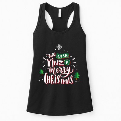 We Wish Yinz A Merry Christmas Funny Pittsburgh Slang Long Sleeve Womens Tank Top