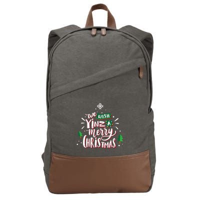 We Wish Yinz A Merry Christmas Funny Pittsburgh Slang Long Sleeve Cotton Canvas Backpack