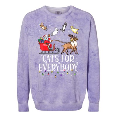 Women Xmas Cats For Everybody Christmas Lights Cat Funny Santa Gift Colorblast Crewneck Sweatshirt