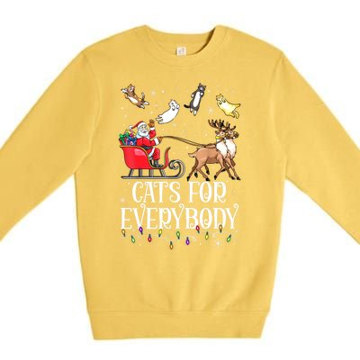 Women Xmas Cats For Everybody Christmas Lights Cat Funny Santa Gift Premium Crewneck Sweatshirt