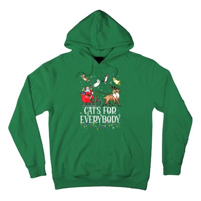 Women Xmas Cats For Everybody Christmas Lights Cat Funny Santa Gift Hoodie