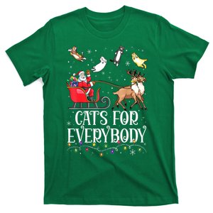 Women Xmas Cats For Everybody Christmas Lights Cat Funny Santa Gift T-Shirt