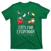 Women Xmas Cats For Everybody Christmas Lights Cat Funny Santa Gift T-Shirt