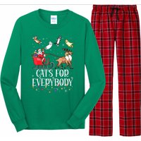 Women Xmas Cats For Everybody Christmas Lights Cat Funny Santa Gift Long Sleeve Pajama Set