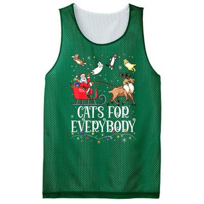 Women Xmas Cats For Everybody Christmas Lights Cat Funny Santa Gift Mesh Reversible Basketball Jersey Tank