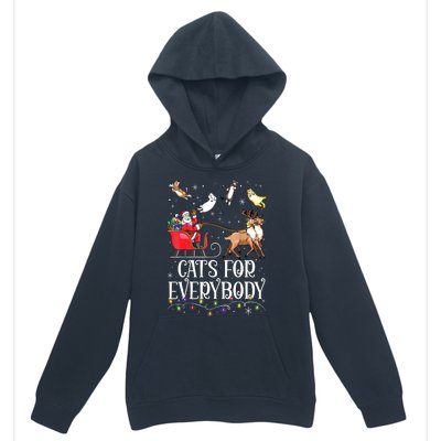 Women Xmas Cats For Everybody Christmas Lights Cat Funny Santa Gift Urban Pullover Hoodie