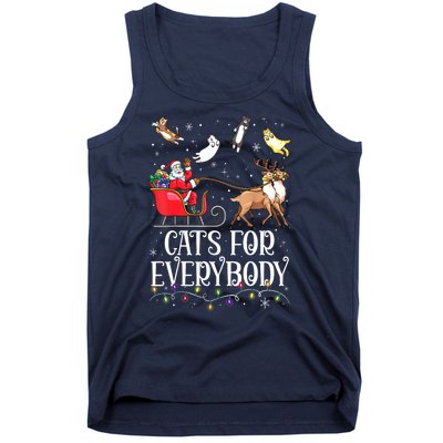 Women Xmas Cats For Everybody Christmas Lights Cat Funny Santa Gift Tank Top