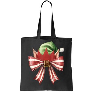 Women Xmas Cute Elf Coquette Bow Christmas Vibes Girly Gift Tote Bag