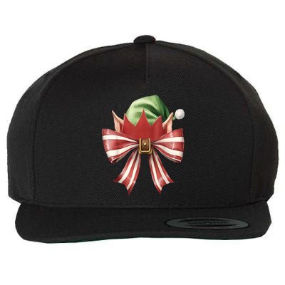 Women Xmas Cute Elf Coquette Bow Christmas Vibes Girly Gift Wool Snapback Cap