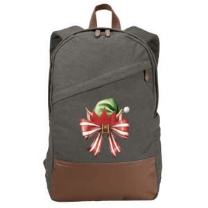 Women Xmas Cute Elf Coquette Bow Christmas Vibes Girly Gift Cotton Canvas Backpack