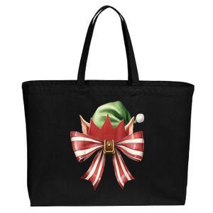 Women Xmas Cute Elf Coquette Bow Christmas Vibes Girly Gift Cotton Canvas Jumbo Tote