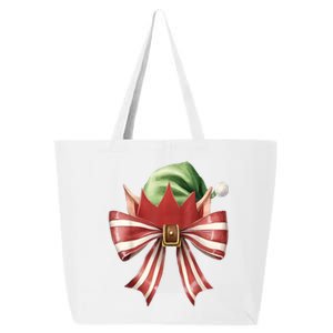 Women Xmas Cute Elf Coquette Bow Christmas Vibes Girly Gift 25L Jumbo Tote