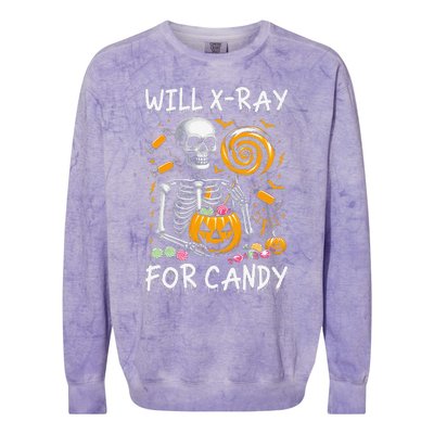 Will Xray For Candy Cute Halloween Skeleton Candy Radiology Gift Colorblast Crewneck Sweatshirt