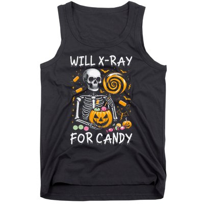 Will Xray For Candy Cute Halloween Skeleton Candy Radiology Gift Tank Top