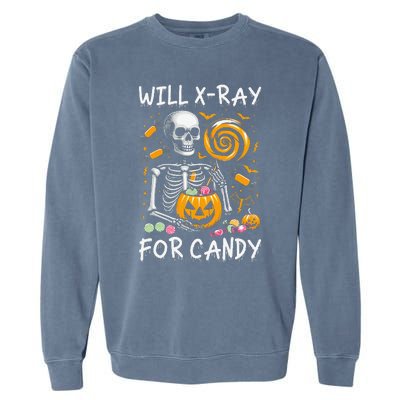 Will Xray For Candy Cute Halloween Skeleton Candy Radiology Gift Garment-Dyed Sweatshirt