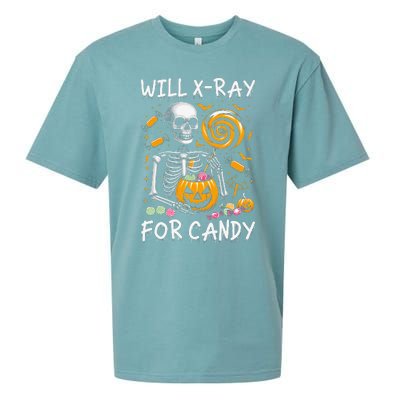 Will Xray For Candy Cute Halloween Skeleton Candy Radiology Gift Sueded Cloud Jersey T-Shirt