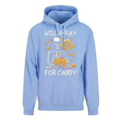 Will Xray For Candy Cute Halloween Skeleton Candy Radiology Gift Unisex Surf Hoodie