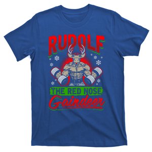 Weightlifting Xmas Gift Rudolf The Red Nose Gaindeer T-Shirt