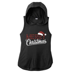 Winter Xmas Snowman Santa Claus Reindeer Merry Christmas Ladies PosiCharge Tri-Blend Wicking Draft Hoodie Tank