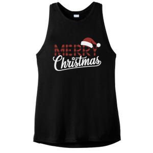 Winter Xmas Snowman Santa Claus Reindeer Merry Christmas Ladies PosiCharge Tri-Blend Wicking Tank