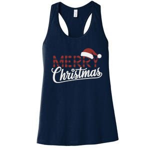 Winter Xmas Snowman Santa Claus Reindeer Merry Christmas Women's Racerback Tank