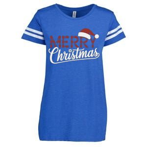 Winter Xmas Snowman Santa Claus Reindeer Merry Christmas Enza Ladies Jersey Football T-Shirt