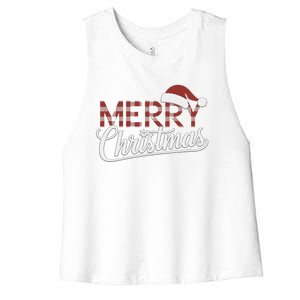 Winter Xmas Snowman Santa Claus Reindeer Merry Christmas Women's Racerback Cropped Tank