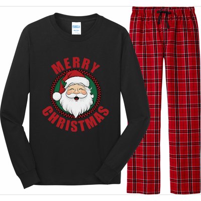 Winter Xmas Snowman Santa Claus Reindeer Merry Christmas Long Sleeve Pajama Set